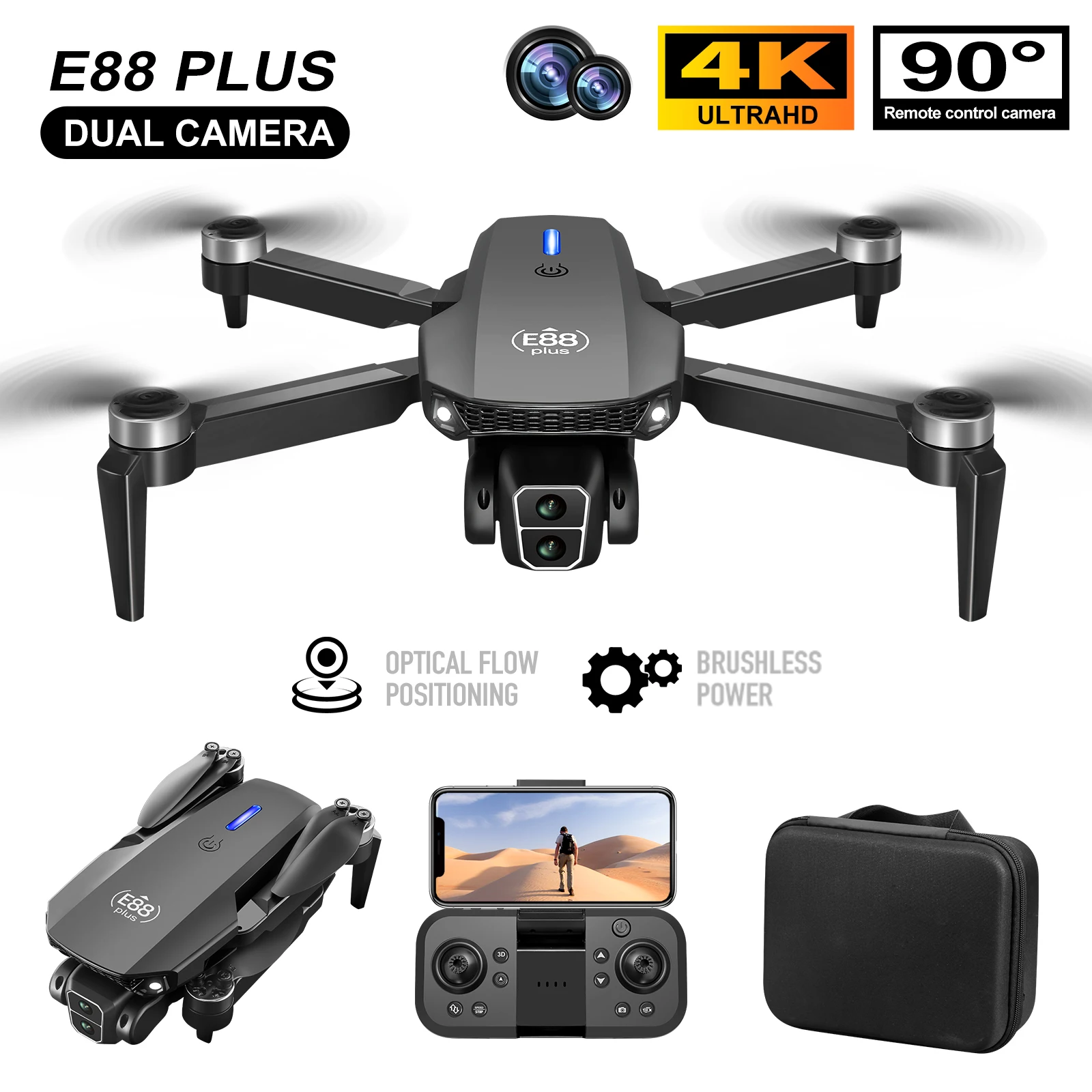 Rc Helicopter Electric - Nouveau drone quadrirotor E88 Plus :