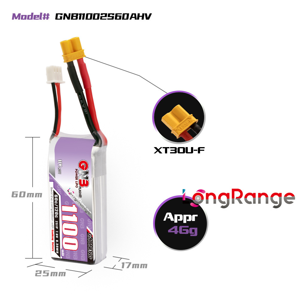 GNB 1100mAh 2S 3S 4S 6S 60C/12 - Rc Helicopter Parts avis et prix